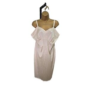 Vintage Mistra Nightgown Slip Dress 40 XL Beige Fairy Coquette Festival Boudoir